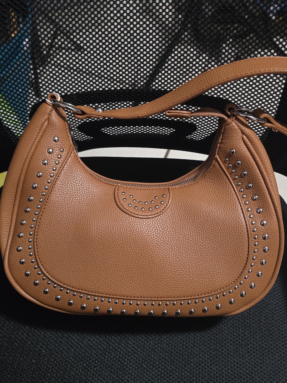 Classic Studded Hobo Bag in Tan